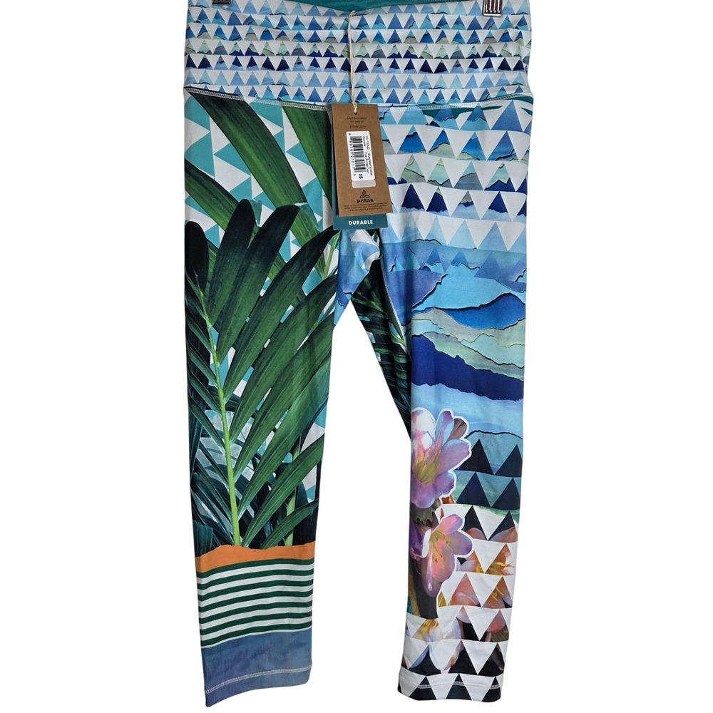 NWT Prana‎ Capri Leggings High Rise Yoga Tropical Geometric Print XS ECO